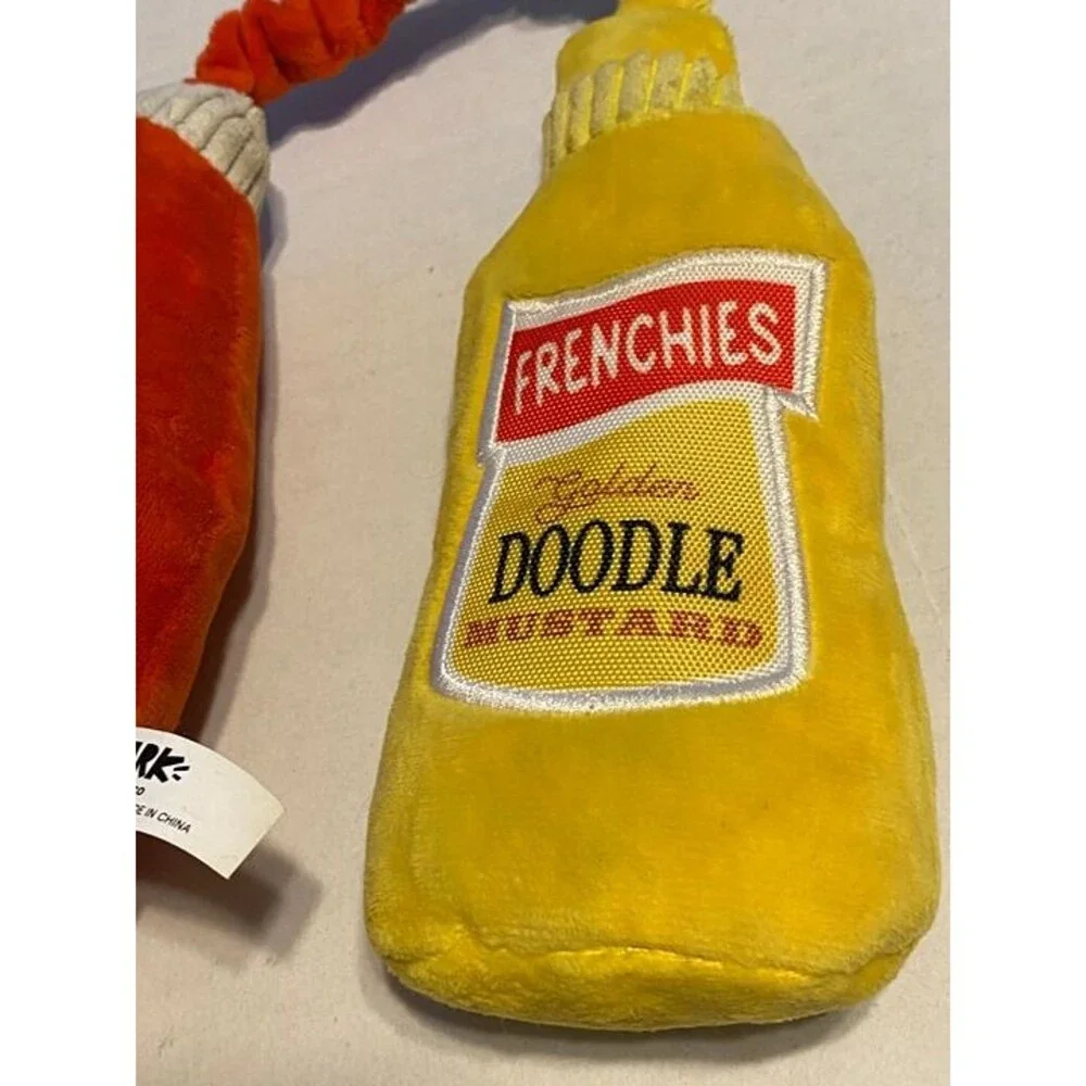 Bark Box Backyard BBQ Pass The Condimutts Medium Sized Ketchup Mustard Squeaker